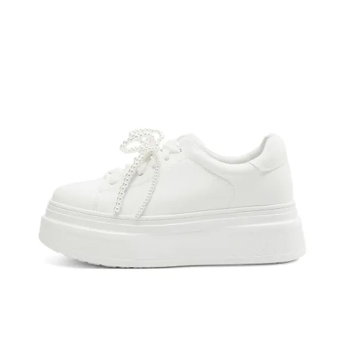 Rosa Bianca Легкий визуально увеличивает рост Низкие кроссовки для скейтбординга Женские Белые