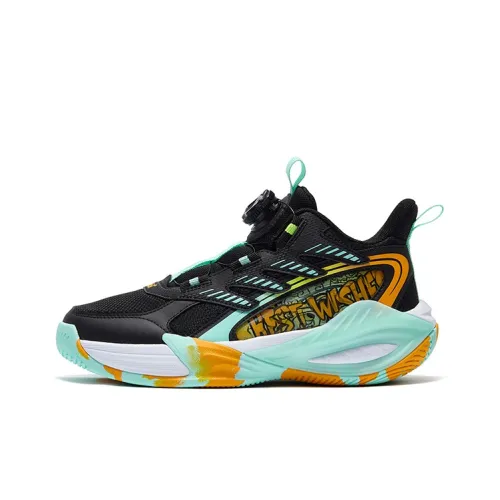 361°KIDS Противоскользящие устойчивые к истиранию детские баскетбольные кроссовки угольно-черный серьезный зеленый манго золотой подростки