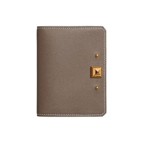 HERMES Medor Madame Телячья кожа Держатель для карт Женские 18 слоновый серый