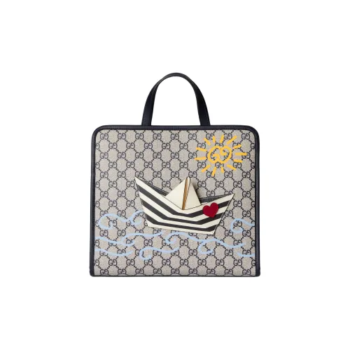 GUCCI GG Supreme Холст Тоут Сумка Сумка для покупок Сумка Мужская Бежевая и Синяя