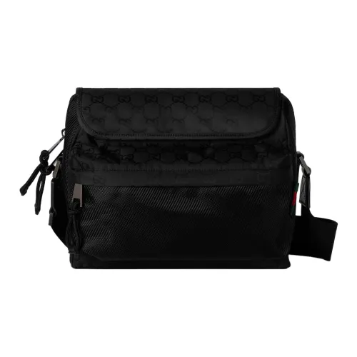 GUCCI Нейлоновая сумка через плечо среднего размера мужская черная