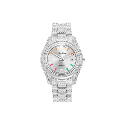 Clip Clop Кварцевый механизм ремешок из нержавеющей стали женские часы серебристый циферблат