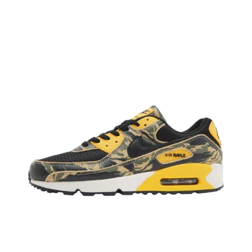 Nike Air Max 90 Low Беговые кроссовки Мужские Черные Зеленые Желтые