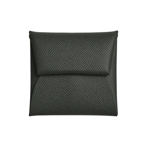 HERMES Bastia Epsom Телячья кожа Монета Кошелек Женские 67 Vert FONCE Темно-зеленый