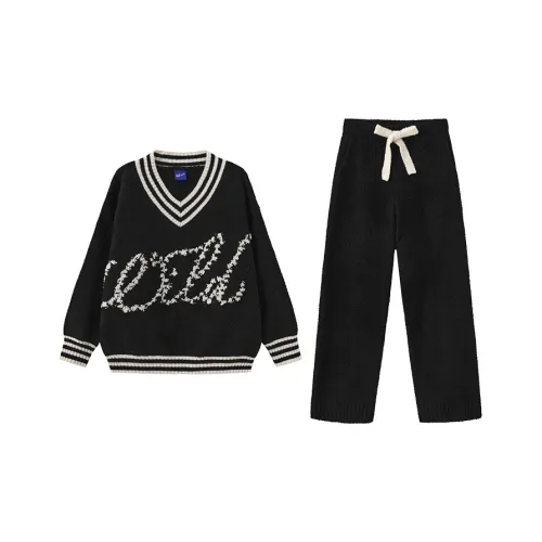 WILD ROOMS Осенний Зимний Комплект Пижам Женские Черный