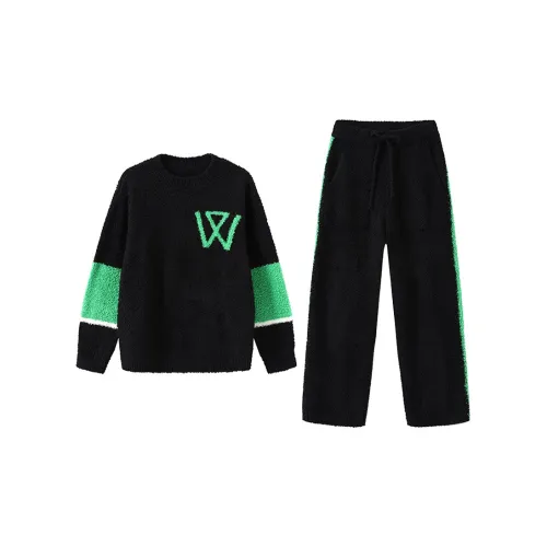 WILD ROOMS Осенний Зимний Комплект Пижам Унисекс Черный