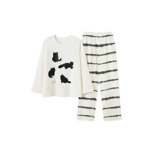 Lanza Pajama Набор Женские Белые Кошка