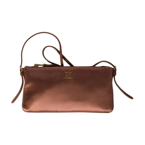 MIU MIU Шелковый Вискоза Клатч Мини Женский Какао-Коричневый