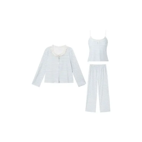 OEING Пижамный комплект женский молочно-синий полосы