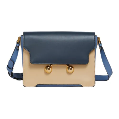 MARNI Trunkaroo Телячья кожа Сумка через плечо Сумка на плечо Средняя Женская Бежевая и Синяя