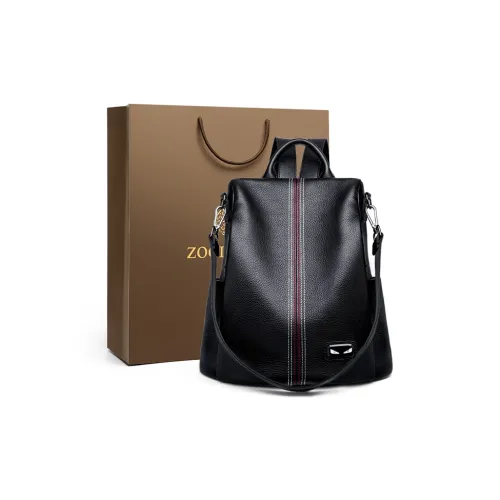 ZOOLER Рюкзак из крупнозернистой текстуры коровьей кожи средний унисекс черный