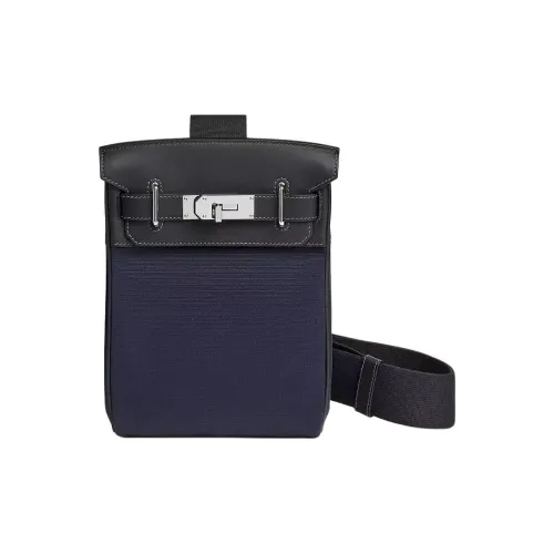 HERMES Hac a Dos Bivouac CanvasSwift Телячья кожа Sling Сумка Маленькая Мужская Морской синий Морской синий