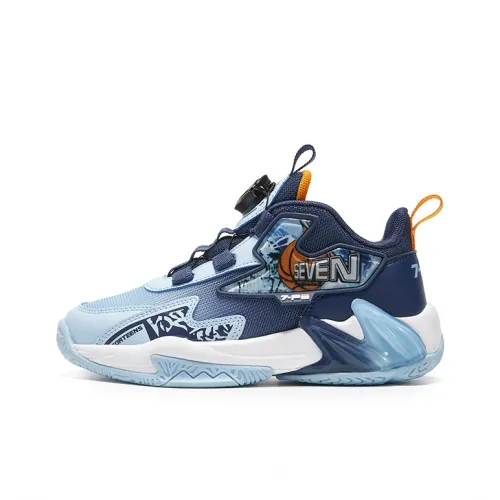 7 PE противоскользящий Отскок Дышащий Легкий Амортизация Низкий Топ Детские Баскетбольные кроссовки Темно-синий Луна