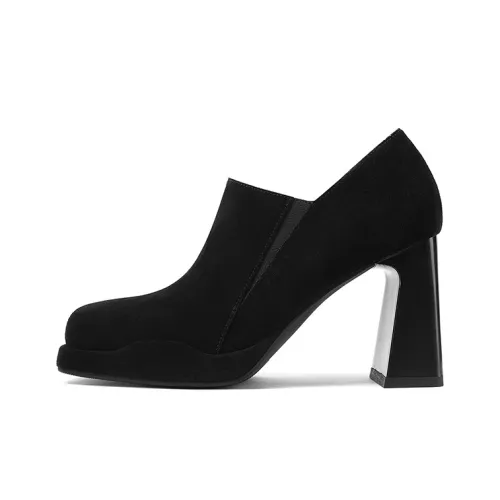 XICUNMINGWU Грубый каблук Высокие каблуки Женские Черный