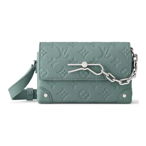 LOUIS VUITTON Steamer Taurillon Коровья кожа Сумка через плечо Мини Унисекс Аква Зеленый