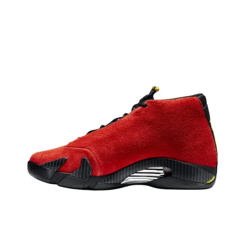 Jordan Air Jordan 14 Противоскользящие Устойчивые к износу MID Топ Детские Баскетбольные кроссовки Красный Подростки