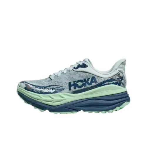 HOKA ONE ONE Stinson 7 Low Top Trail Беговые кроссовки Женские Серый Зеленый