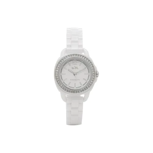 COACH Tatum Series Кварцевые Женские Часы Керамический Ремешок 25 мм Белый Циферблат