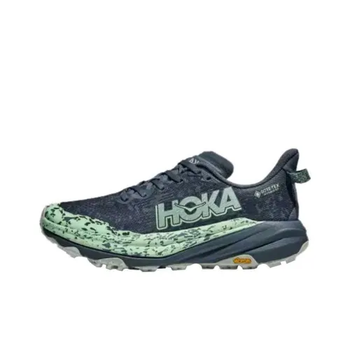 HOKA ONE ONE SPEEDGOAT 6 Устойчивые к истиранию Низкие Кроссовки для бега по пересеченной местности Женские Серый Зеленый