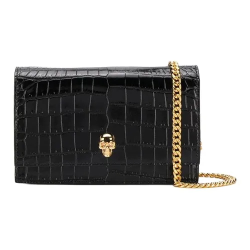 Alexander McQueen Крокодил Тисненый Телячья кожа Клатч Сумка через плечо Сумка на плечо Женская Черная