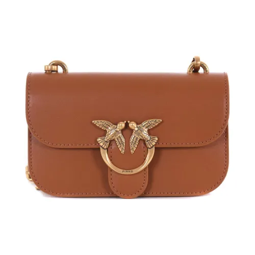 PINKO Телячья кожа Сумка через плечо Сумка на плечо Женская Коричневая