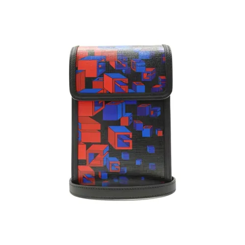 GUCCI Canvas с кожаной вставкой одно плечо через плечо чехол для телефона мужской черный синий красный