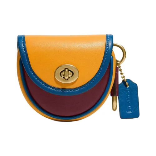 COACH Кожа Монета Кошелек Мини Женский Желтый Синий Фиолетовый