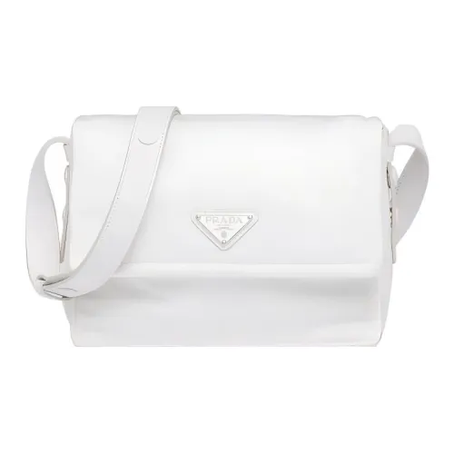 PRADA Переработанный нейлон Курьерская сумка Сумка через плечо Сумка на плечо Женская Белая