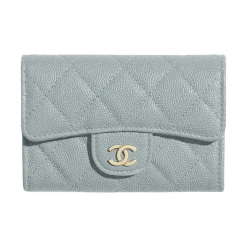 CHANEL Double C Монетница Держатель для карт Кошелек Женские Туманно-синий