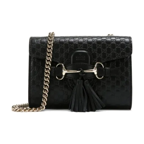 GUCCI Корова Кожа Цепь Сумка через плечо Маленькая Женская Черная