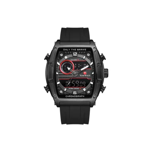 TEAR Trace Электронный + Кварцевый механизм Силиконовый ремешок Мужские часы Черный циферблат