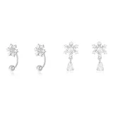 Серьги-гвоздики "Снежинка" (Две пары)