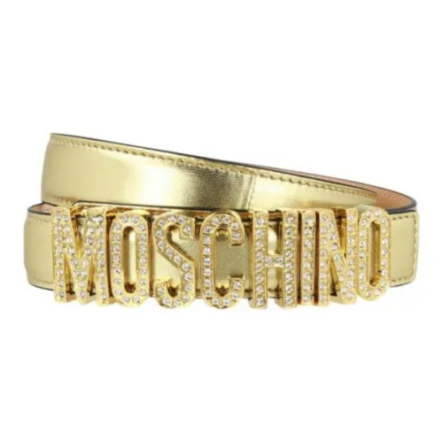 MOSCHINO Кристальный Кожаные ремни Унисекс Золотой
