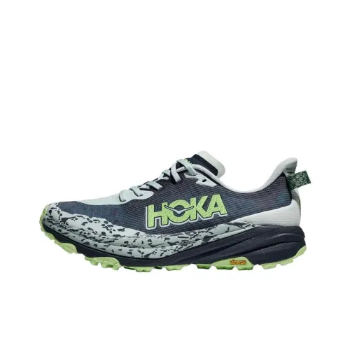 HOKA ONE ONE SPEEDGOAT 6 Противоскользящие устойчивые к истиранию низкие беговые кроссовки Trail для мужчин синий зеленый