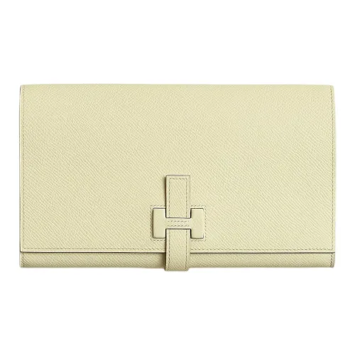 HERMES H Passant Epsom Телячья кожа Кошелек Женские Milton Желтый