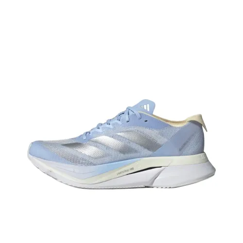 Adidas Adizero Boston 12 Амортизация Устойчивость к истиранию Дышащие Низкие Кроссовки для бега Женские Синие Серые