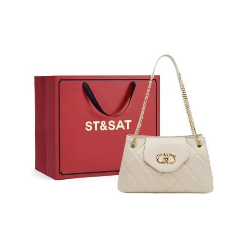 ST SAT Коровья кожа с синтетической кожей подмышечная сумка на плечо женская белый черный