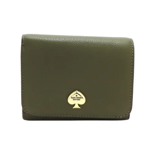 Kate Spade Litchi Grain Кожа Кошелек Маленький Женский Морской Зеленый