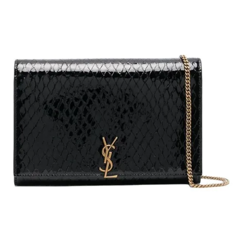 SAINT LAURENT CASSANDRA Телячья кожа Сумка через плечо Кошелек Женские Черный