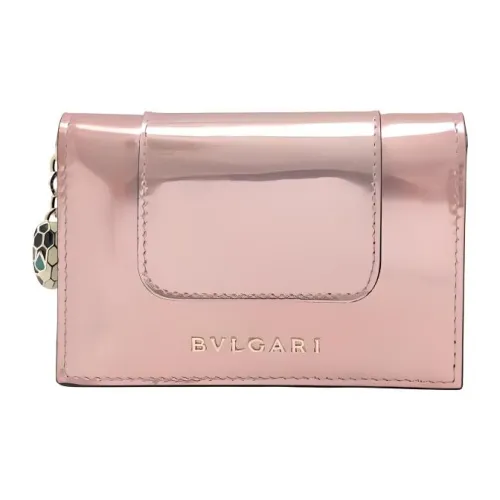 BVLGARI Serpenti Forever Телячья кожа Держатель для кредитных карт Женский Розовый