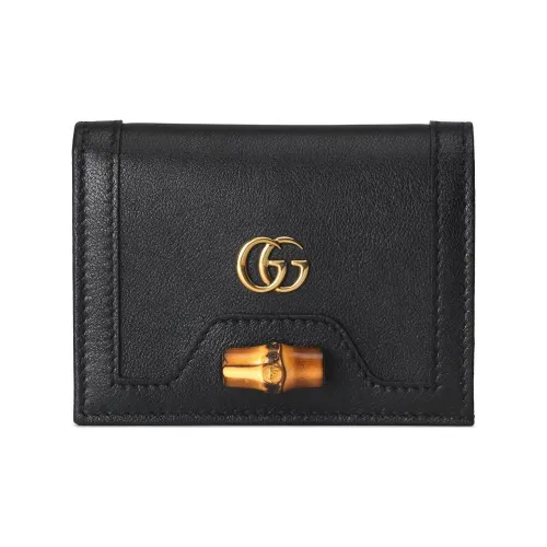 GUCCI Diana Кожа Держатель для карт кошелек Женские Черный