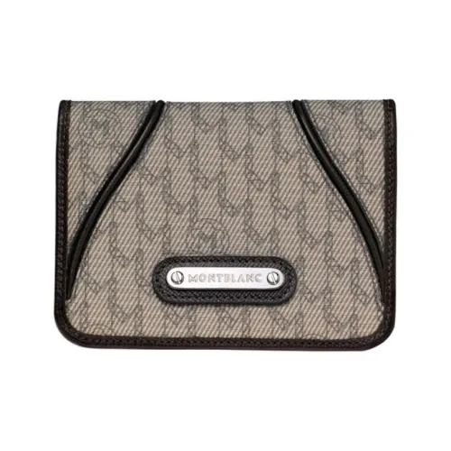 MONTBLANC PVD покрытие Ткань Коровья кожа С откидной крышкой Держатель для визиток Картхолдер Картхолдер Женские Светло-коричневый