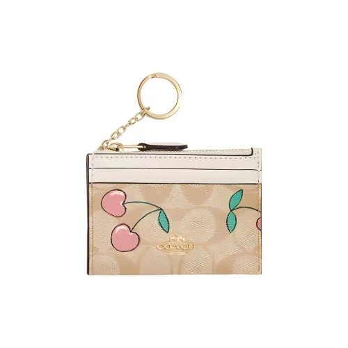 COACH Skinny Id Case Холст с кожей Сумка для документов Картхолдер Мини Женские Хаки с монограммой