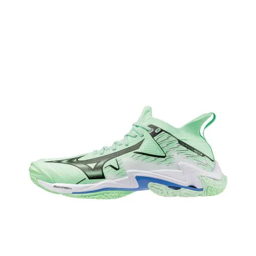 Mizuno WAVE LIGHTNING NEO 3 Slip Устойчивый к истиранию Низкий Топ Кроссовки для тренировок Унисекс Зеленый