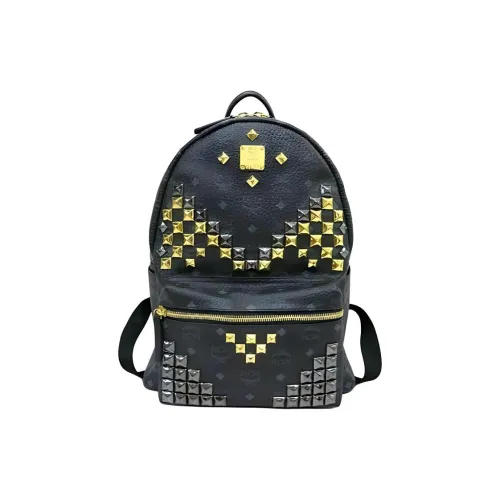MCM Stark Visetos Холст Рюкзак Женский Черный