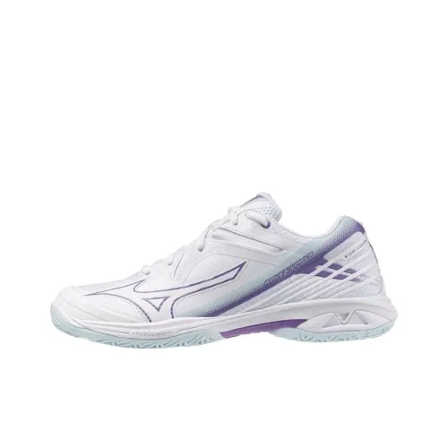 Mizuno Shock Absorbers Slip-Resistant Abrasion-Resistant Низкий Топ Бадминтон Обувь Unisex Белый Фиолетовый