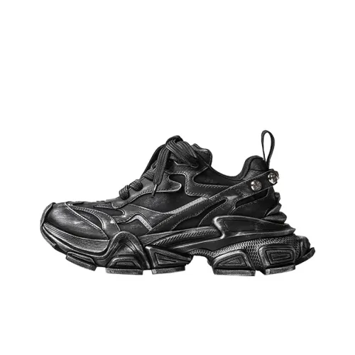 XSCZ Yan Low Топ Толстая подошва Кроссовки Унисекс Черные