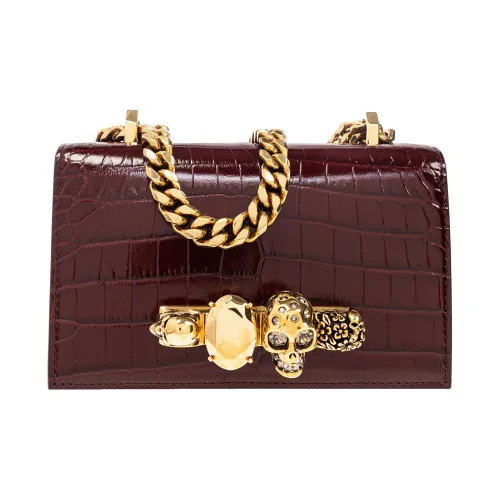 Alexander McQueen JEWELLED SATCHEL Коровья кожа Сумка через плечо Мини Женская Бургунди