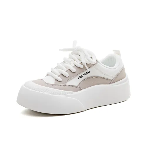 PAUL FRANK Slip-resistant Abrasion-resistant Low Top Skateboard Shoes Women's Beige Gray PAUL FRANK Противоскользящие Износостойкие Низкие Кроссовки для скейтбординга Женские Бежево-серый