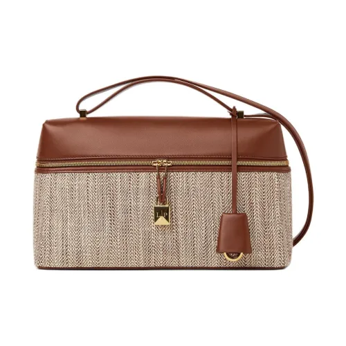 Loro Piana Extra Bag Телячья кожа Сумка на плечо Женская Кофейный и Серый Бежевый